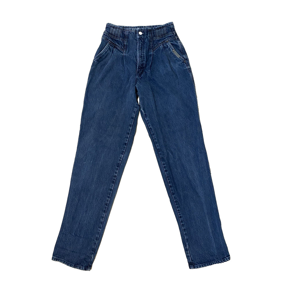 Vtg Rocky Mountain Bare Back Pleated High Waisted Jeans 29/9 Western Rodeo USA‎
